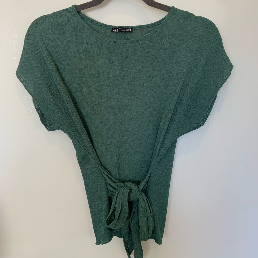 Zara Green Tie Top